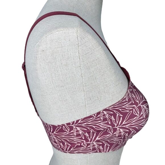 Knix Padded Evolution Bra sz 3 * Wireless No Wire Burgundy Leaf Pattern Print - Picture 6 of 7